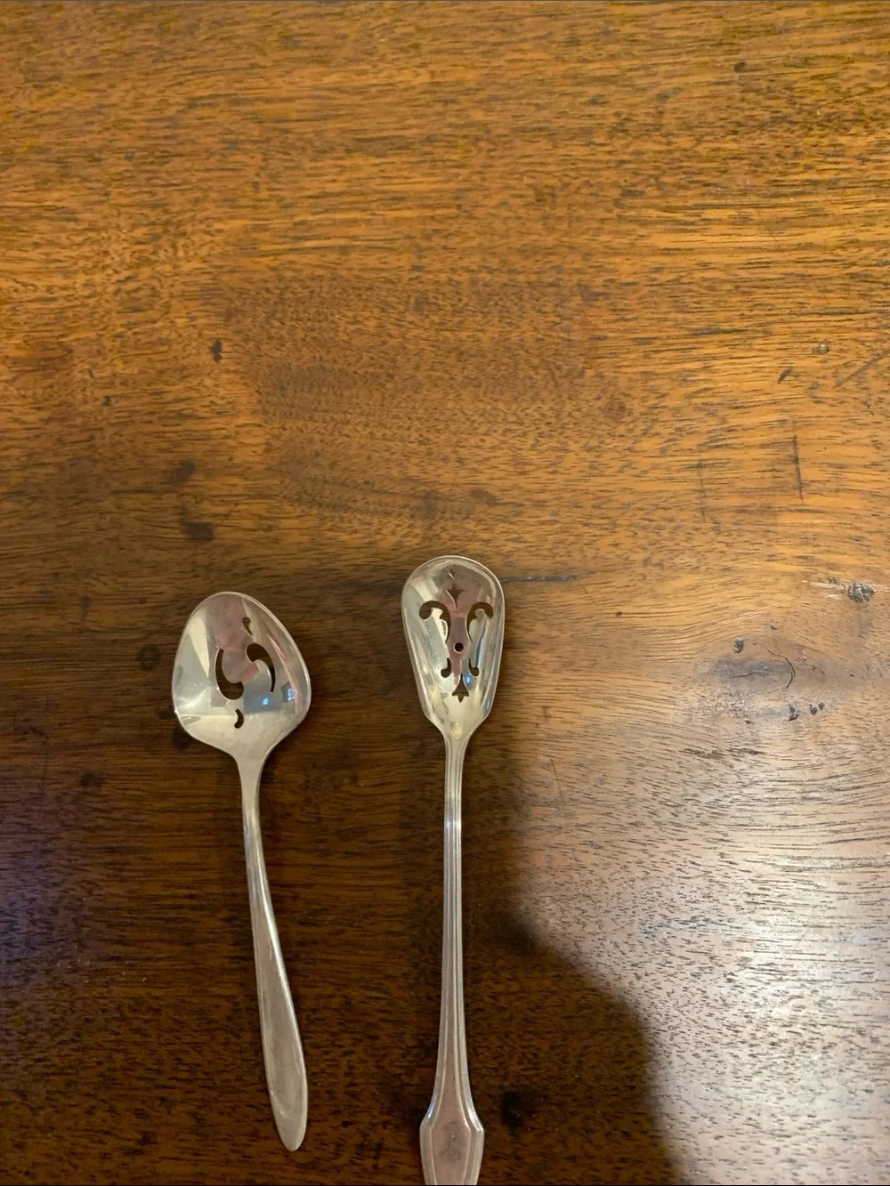 Set of 2 Vintage Silver Pierced Serving Spoons